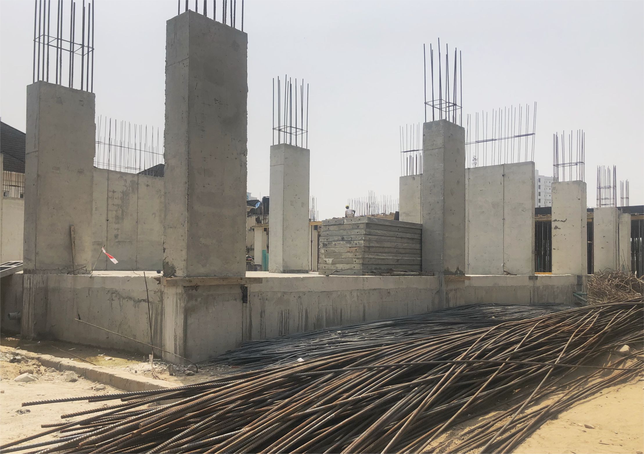 Ongoing construction of The Alfred by Dutum Ltd. Materials supplied by Build Africa